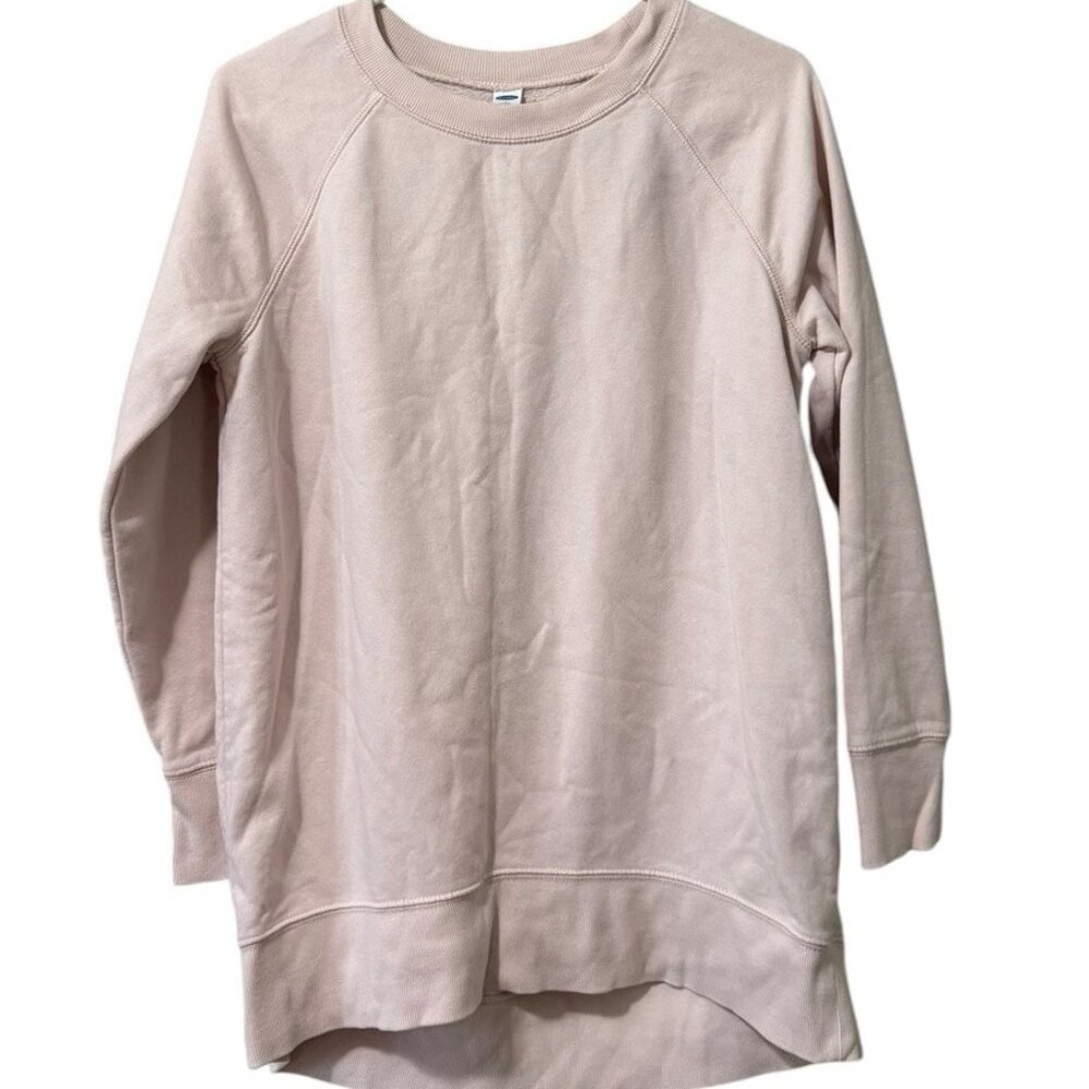 Old Navy Women Size Small Boyfriend Tunic Crew Neck Sweatshirt Shell Pink Casual